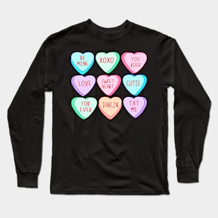Candy Heart Valentines Day Funny Sarcastic Love Joke Long Sleeve T-Shirt